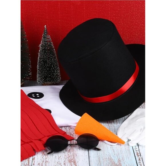 SOMSOC Kids Snowman Costume Shirt Hat with Band Carrot Nose Glasses Scarf Gloves - Picture 5 of 16